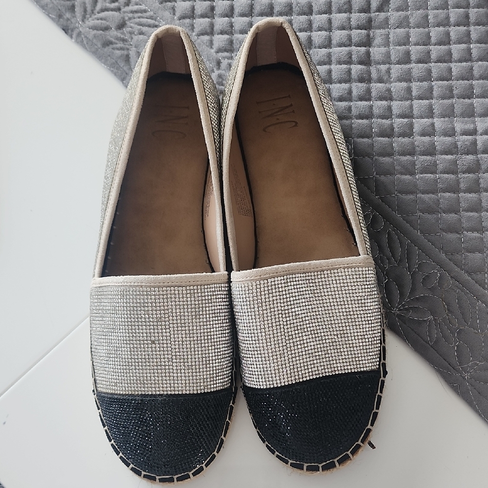 INC International Concepts Black and Silver Espadrilles